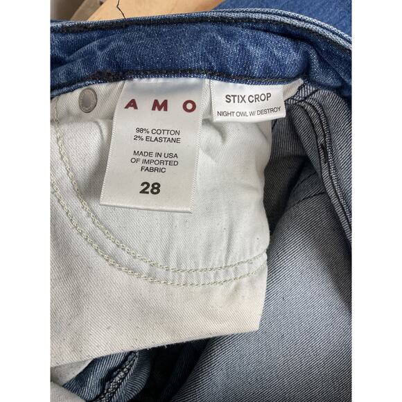 AMO Stix Crop Jeans Size 28 in Night Owl w/Destroy Wash Ankle Length Stretch - Picture 6 of 6